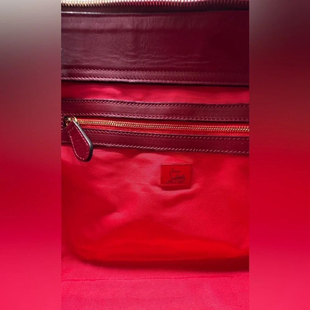 Christian Louboutin Farida Large Leather & Suede Tote Bag – Burgundy/Black/Red - Picture 14 of 16